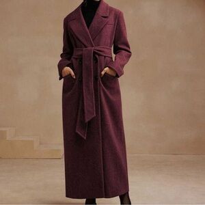 Elegant Long Burgundy Coat Size 8/10